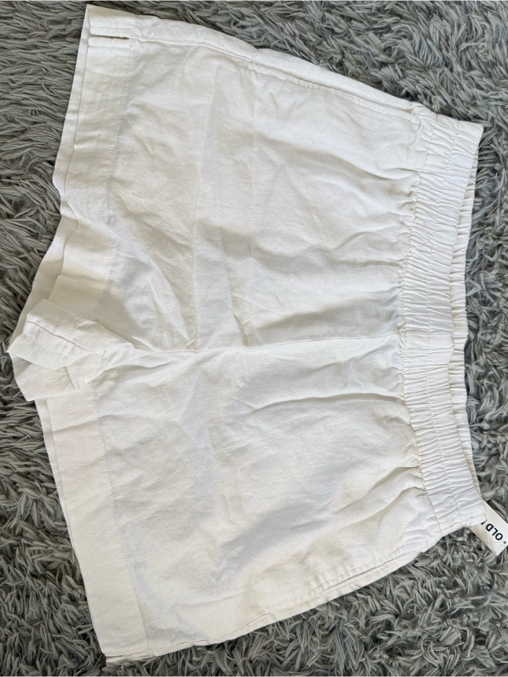 Old Navy White High-Waist Elastic-Waist Women's Linen-Blend Shorts